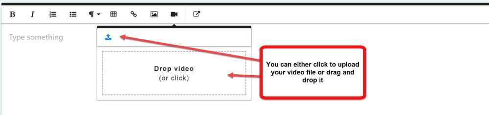 Click the upload icon to upload your video file or drag and drop it into the box that opens up