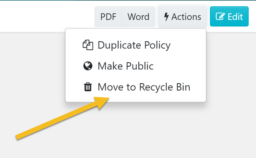 Click on the “Move to Recycle Bin” button in the menu that appears.