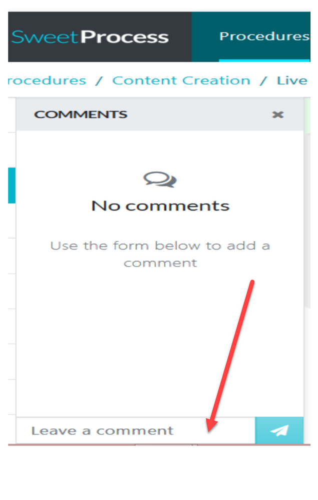 Type your comment and click on the paper plane icon to send it.