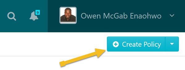 Once the page opens up, click on the “Create policy” button on the top right-hand side of the page.
