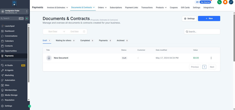 Figure 2 — Documents & Contracts page