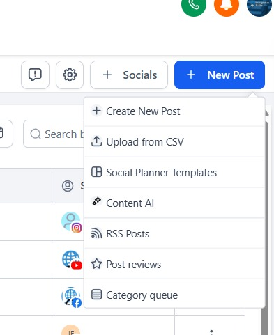 Figure 1 — New Post dropdown menu
