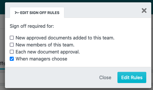Not all team members have been asked to sign off a document